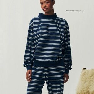 Navy Striped Women's Sweatshirt